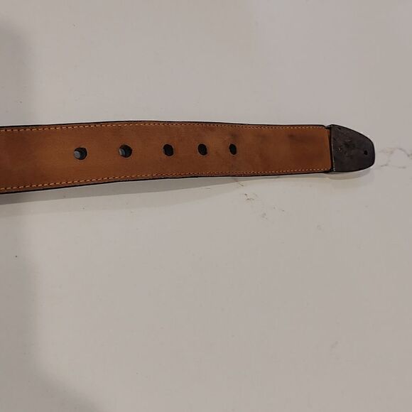 Brighton Black Croc Embossed Leather Belt Silver Hardware Vintage main image 10